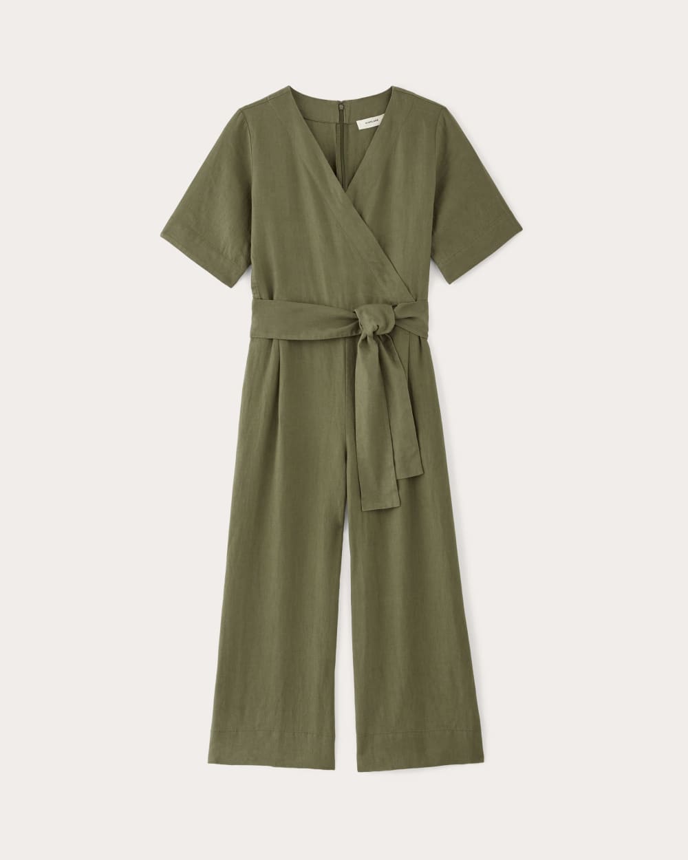 The Wrap Jumpsuit in Linen in Kalamata — alternate view