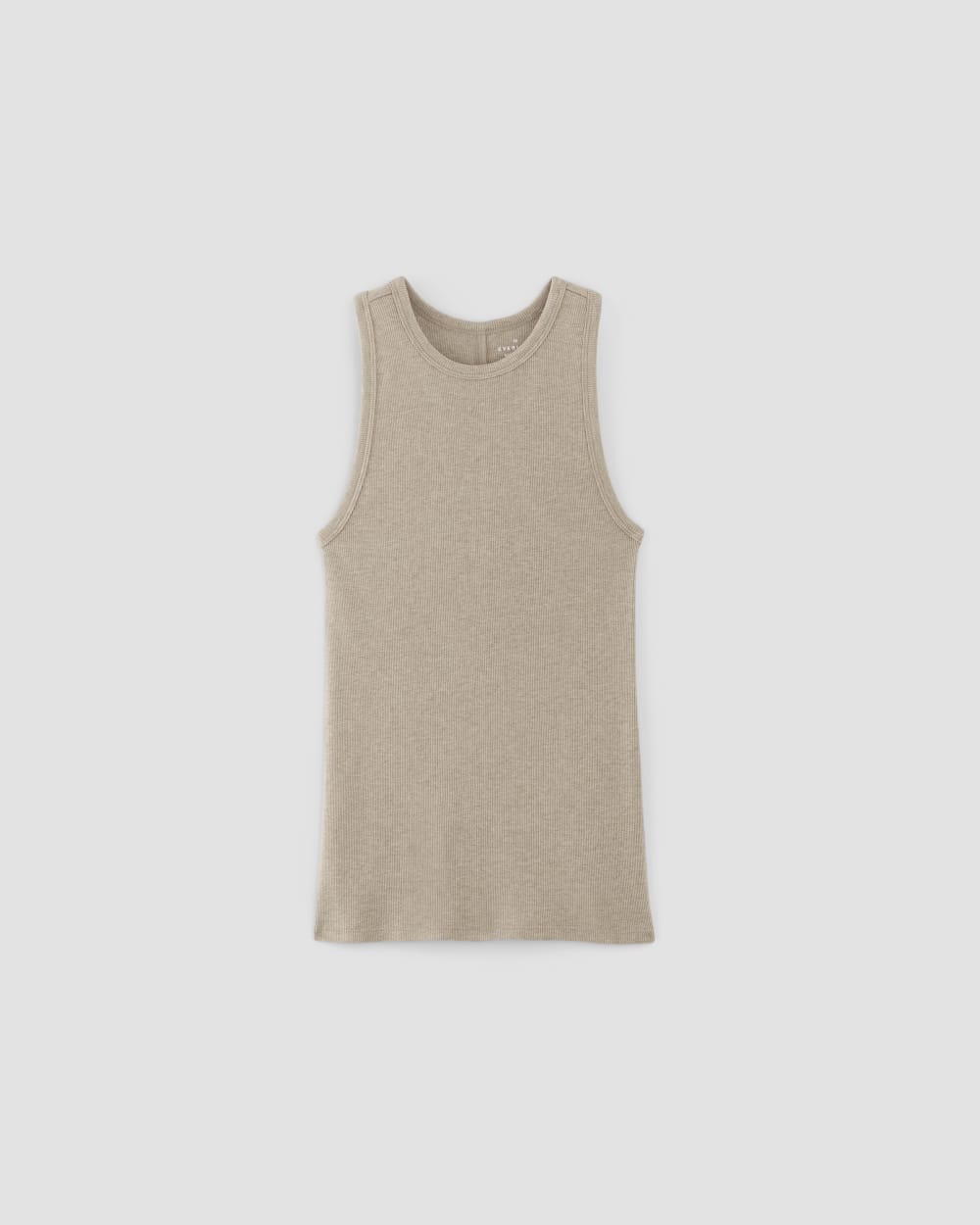 The Luxe Rib Racerback Tank in Heathered Tan — alternate view