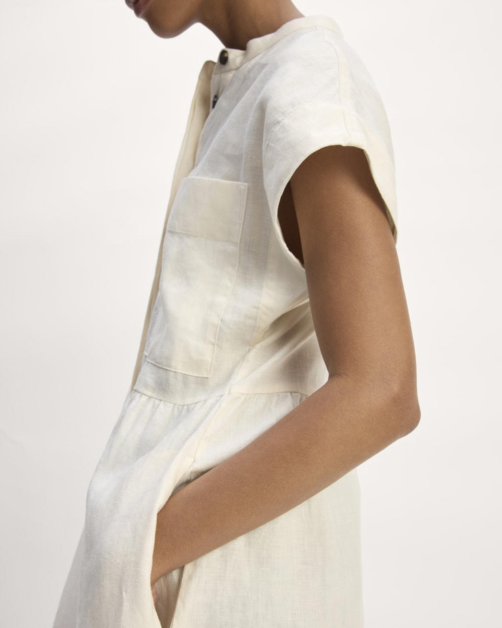 The Craft Dress in Linen in Bone — detail view