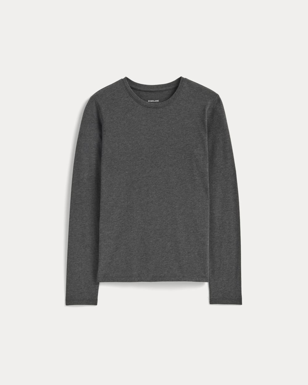 The Slim Long-Sleeve Crew in Essential Cotton in Heathered Soot — alternate view