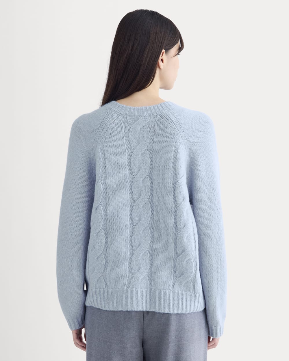 Cloud Cable V-Neck Sweater in Forever Blue — detail view