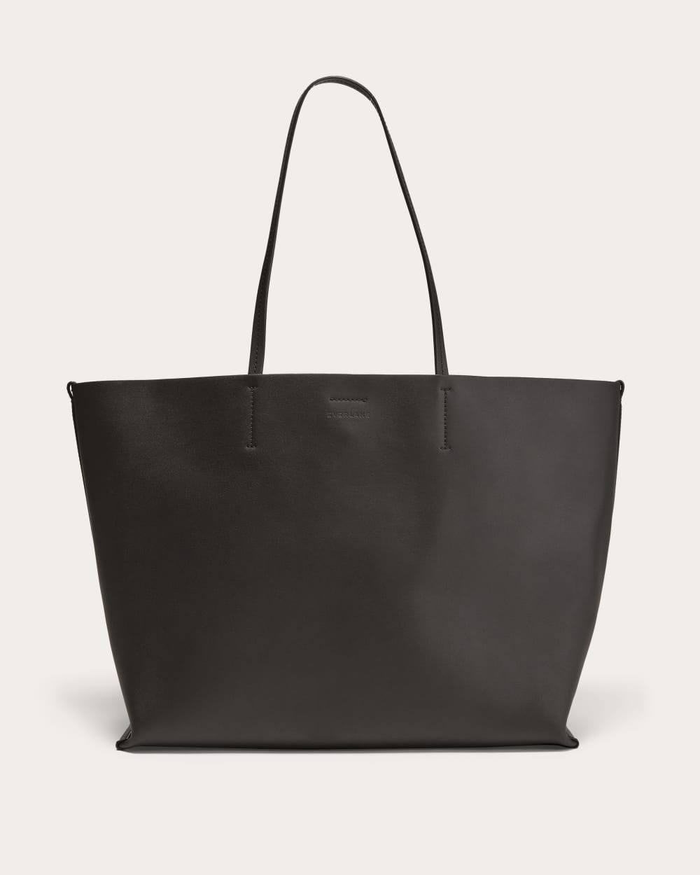 The Luxe Italian Leather Tote in Black — front view