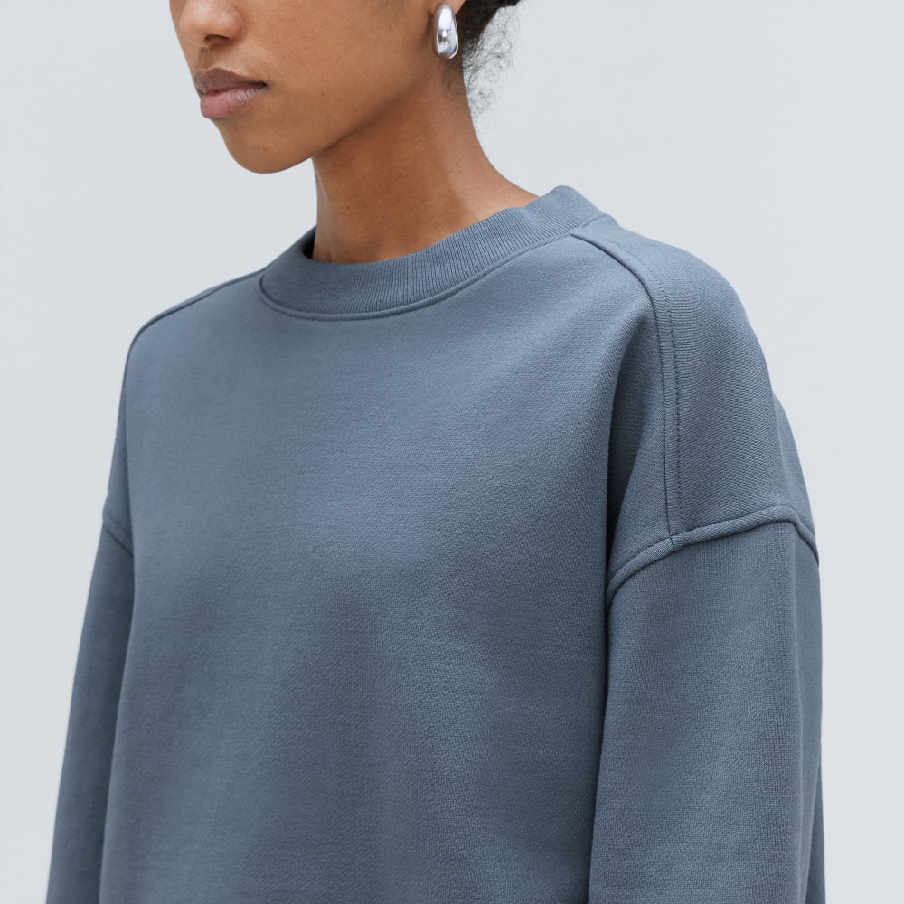 The Track Oversized Crew in Faded Blue — detail view