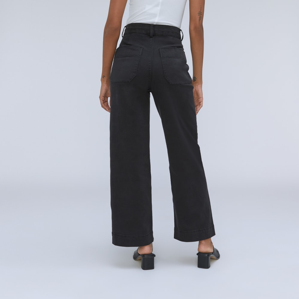 The Organic Wide-Leg Pant in Black — detail view