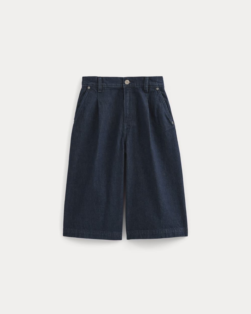 High-Rise Pleated Culotte in Dark Rinse — alternate view