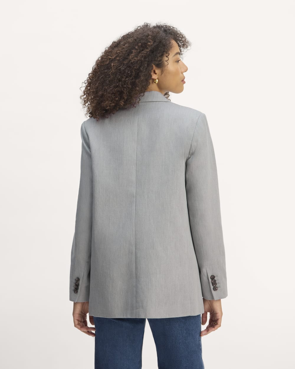 The Oversized Blazer in Buttersmooth in Heather Steel — detail view