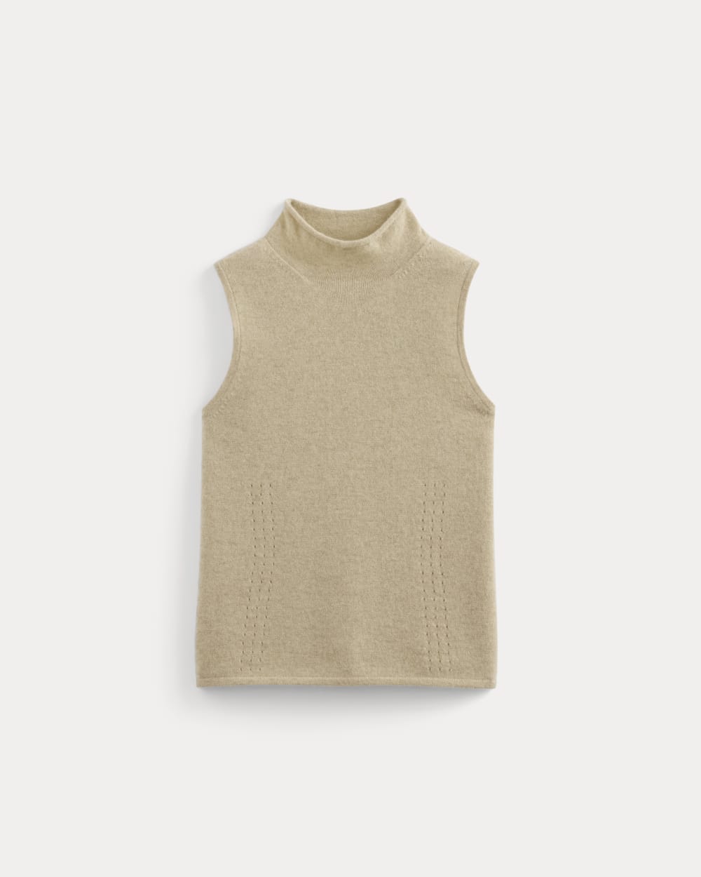 Cashmere Funnel-Neck Tank in Heather Light Camel — alternate view