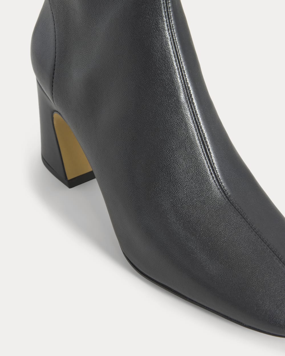 Leather Curved-Heel Boot in Black — detail view
