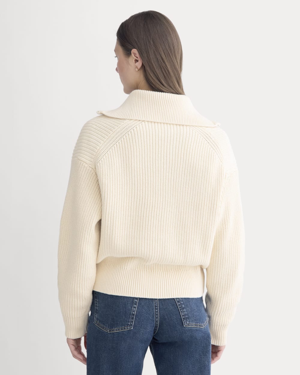 The Full-Zip Sweater in Everyday Cotton in Canvas — detail view