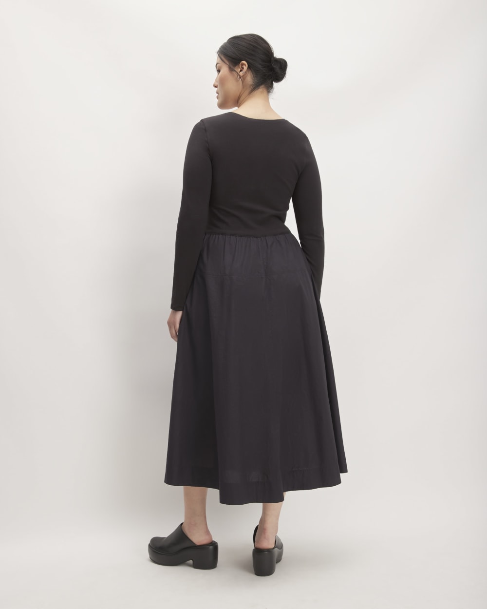 The Long-Sleeve Riviera Dress in Black — detail view