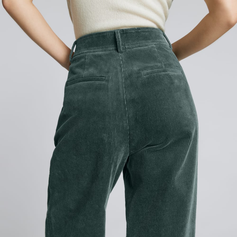 The Corduroy Way-High® Drape Pant in Evergreen — detail view
