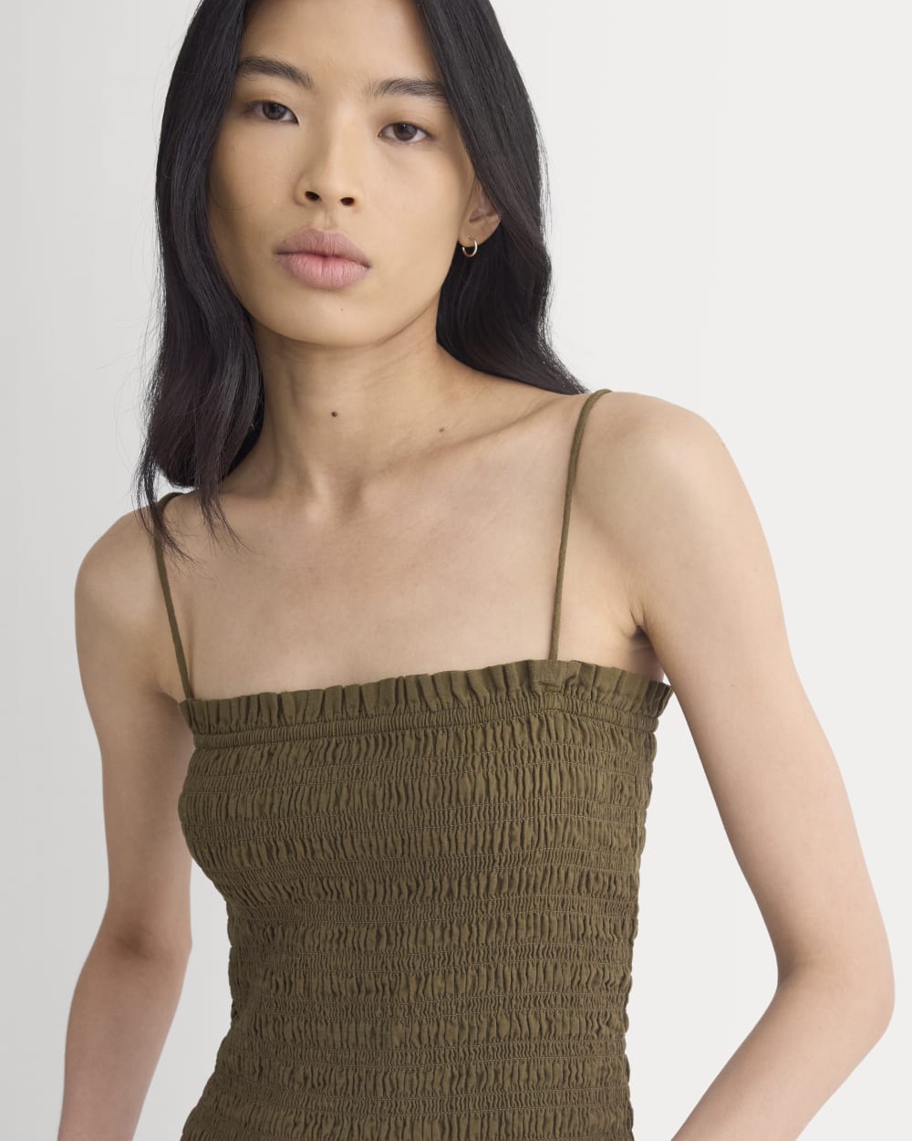 Gauze Smocked Cami in Beech — detail view
