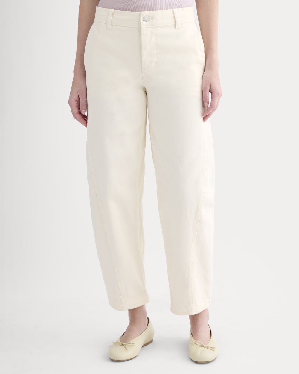 Twisted Seam Barrel Pant in Bone — detail view