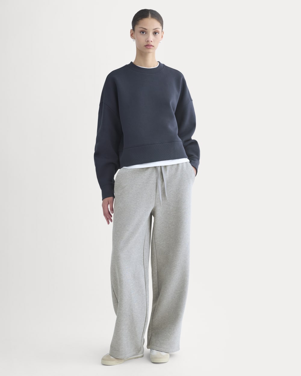 Luxe Fleece Sweatshirt in Navy — detail view