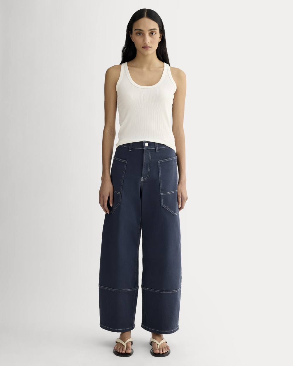 The Shimmy Scoop-Neck Tank in Bone — detail view