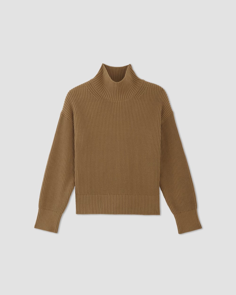The Organic Cotton Ribbed Turtleneck in Toasted Coconut — alternate view
