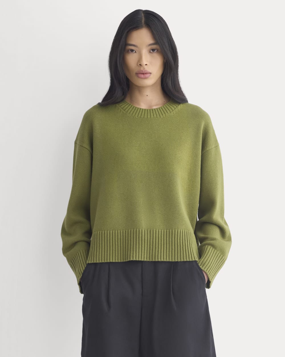 The Boxy Sweater in Everyday Cotton in Mayfly — front view