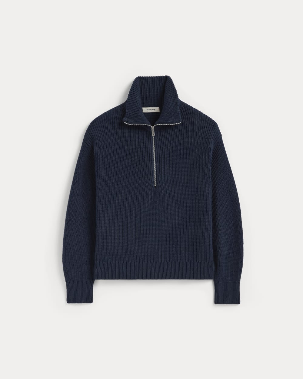 The Half-Zip in Everyday Cotton in Navy — alternate view