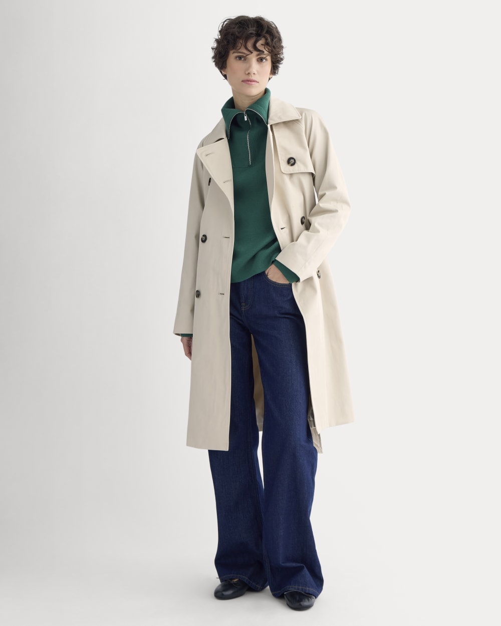 The Modern Trench Coat in Peyote — detail view