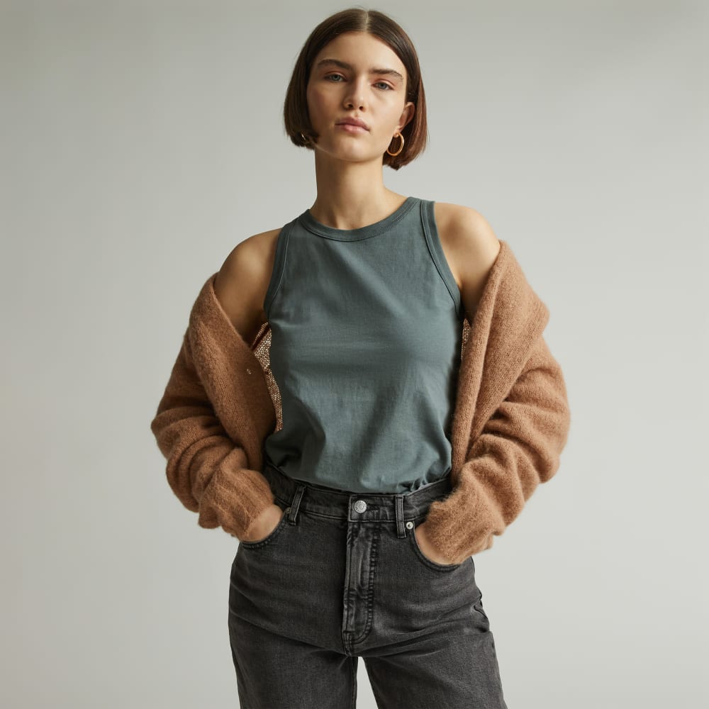 The Tank in Essential Cotton in Green Balsam — front view