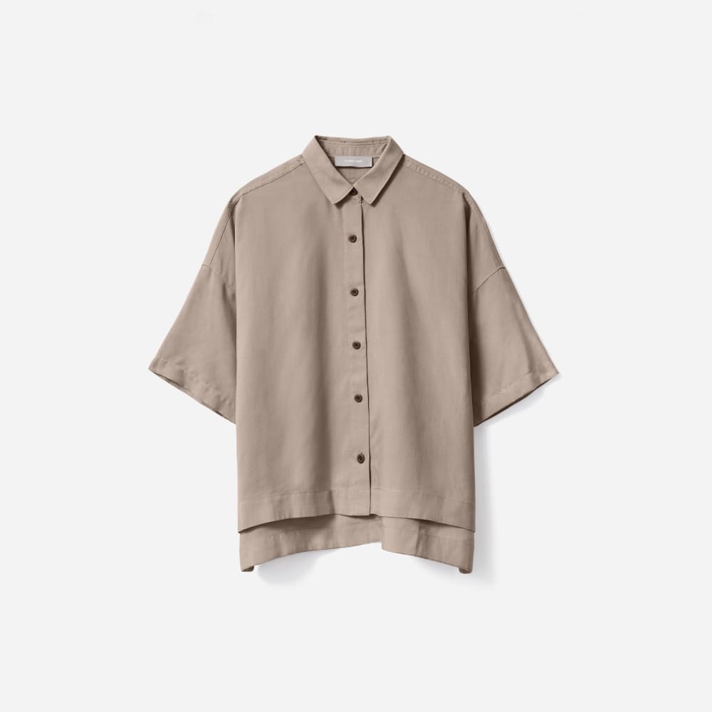 The Drapey Square Shirt in Burnt Sugar — front view