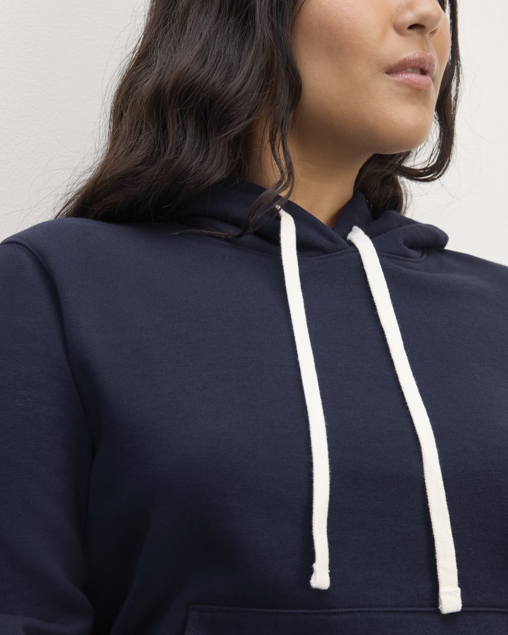 The Off-Duty Terry Hoodie in Navy — detail view