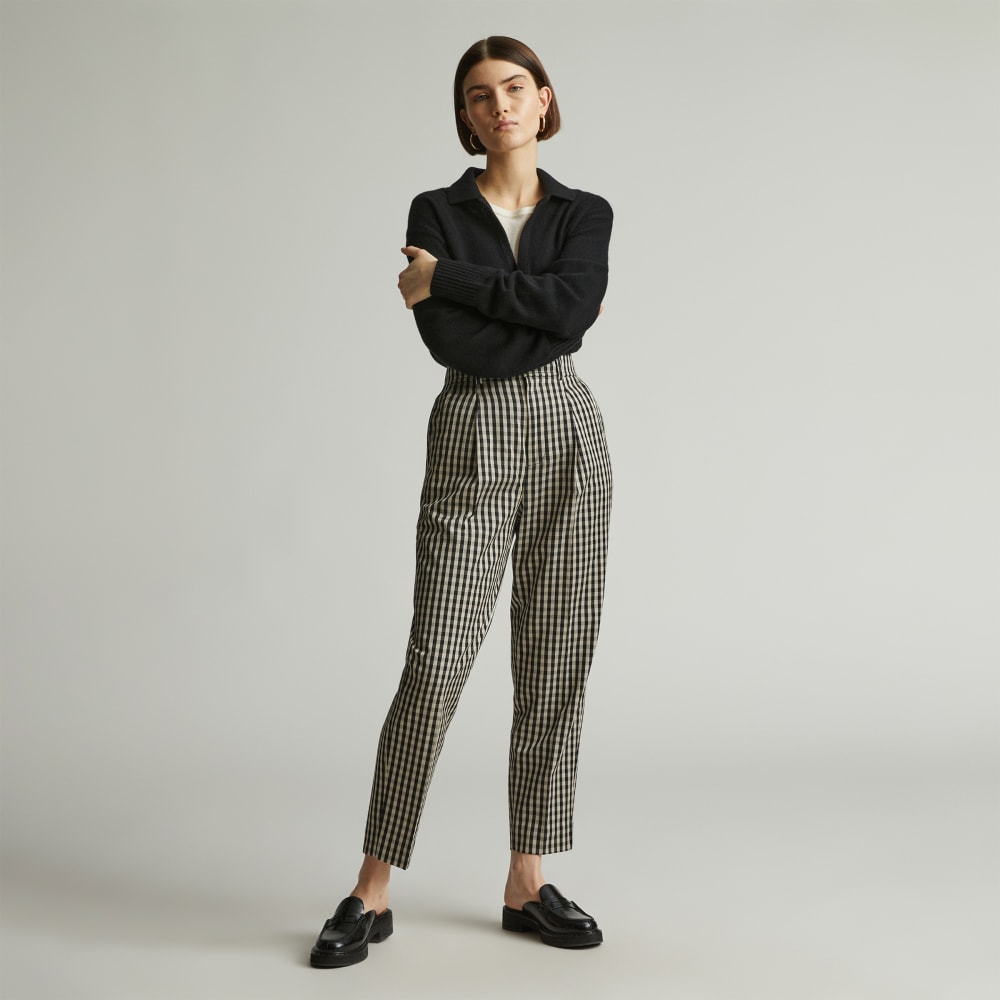 The Draper Tapered Pant in Buttersmooth in Khaki / Black — front view