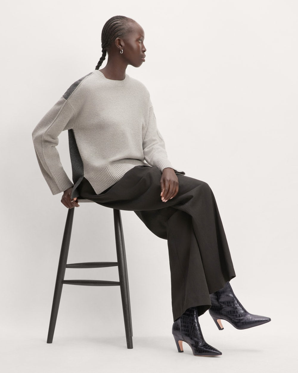 The Short Banana Boot in Black Crocodile — detail view
