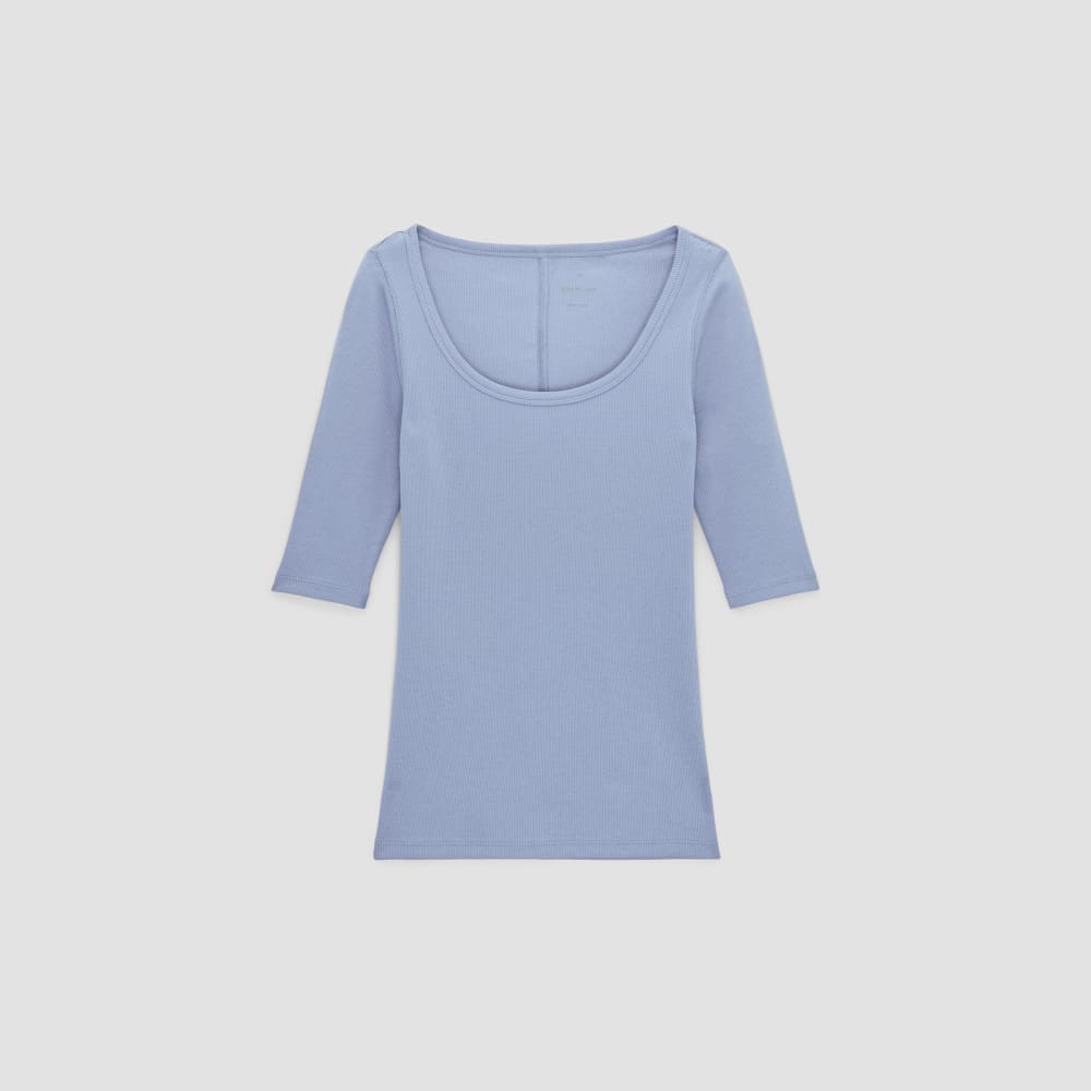 The Luxe Micro-Rib Scoop-Neck Tee in Cornflower Blue — alternate view
