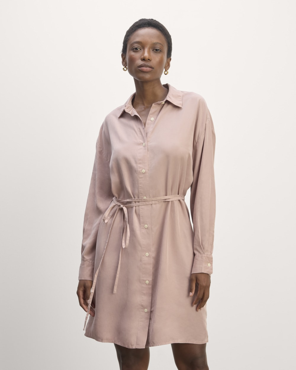 The Must-Have Shirtdress in Butterlite in Dusty Rose — front view
