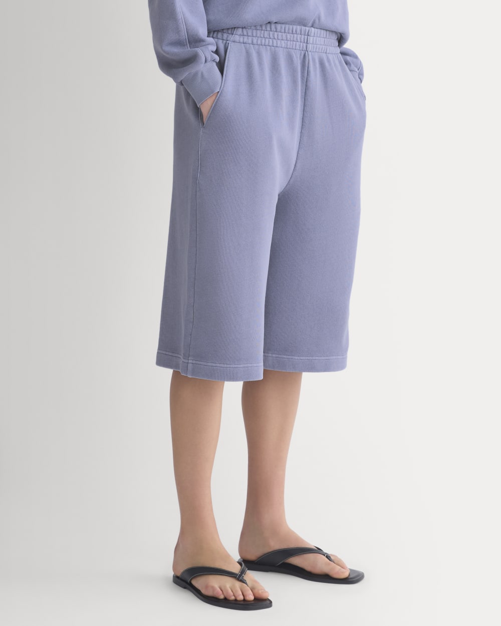 Lightweight Terry Long Shorts in Velvet Morning Garment Dye — detail view