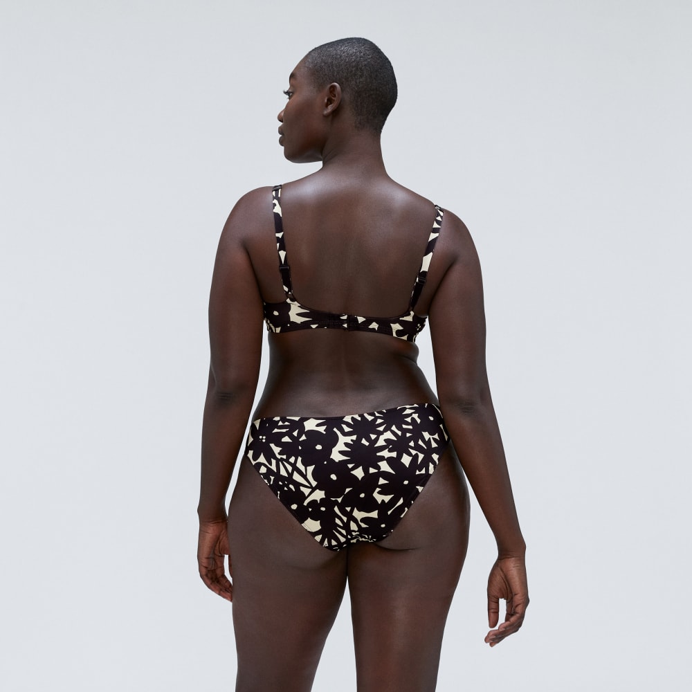 The Bikini Bottom in Black / Canvas Floral — detail view