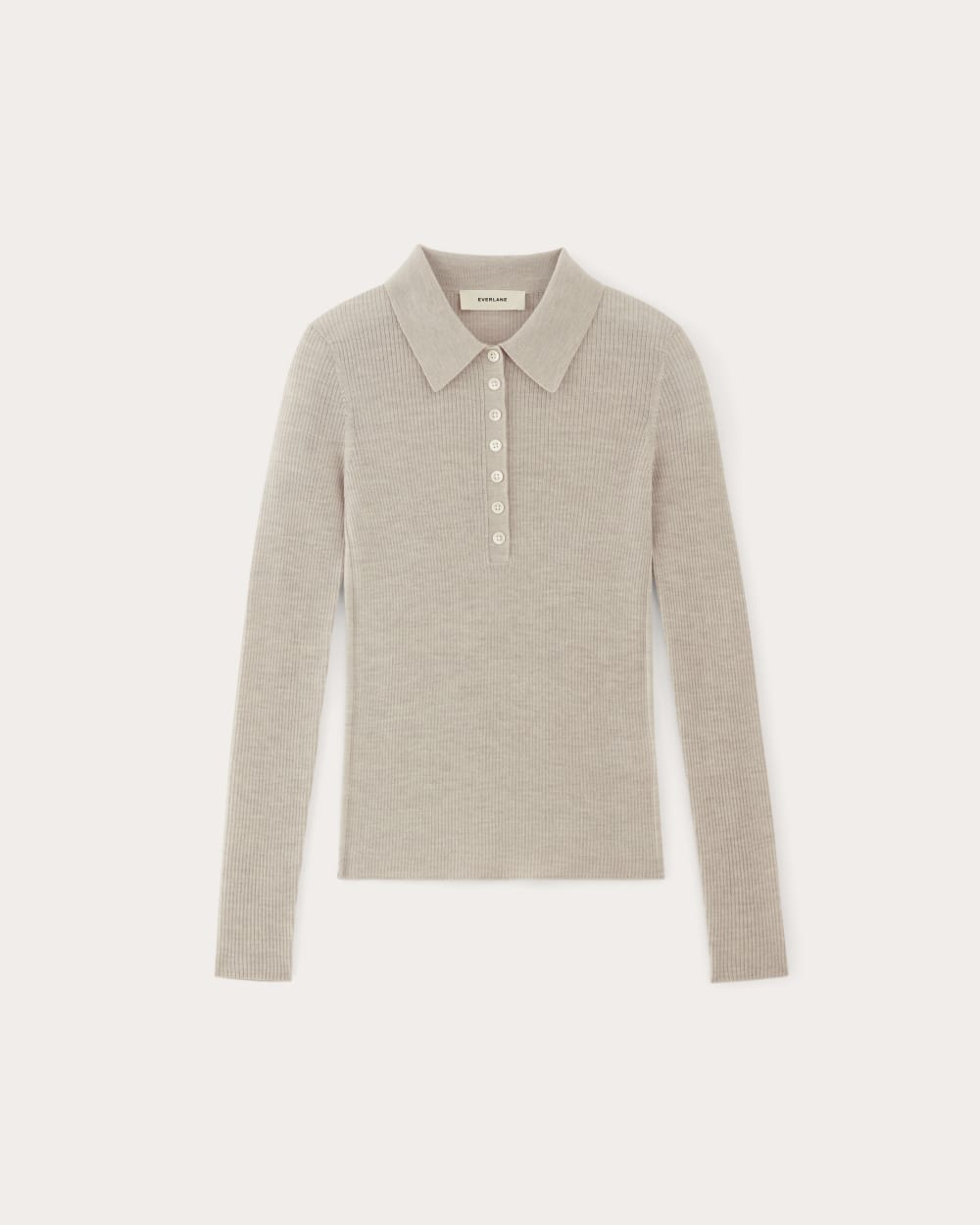 The Polo in Ultrasoft Merino in Heather Oatmeal — alternate view