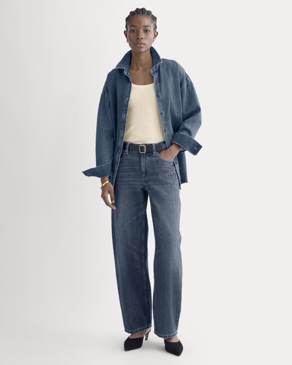 Loose Curve Jean in Tungsten Dark — front view
