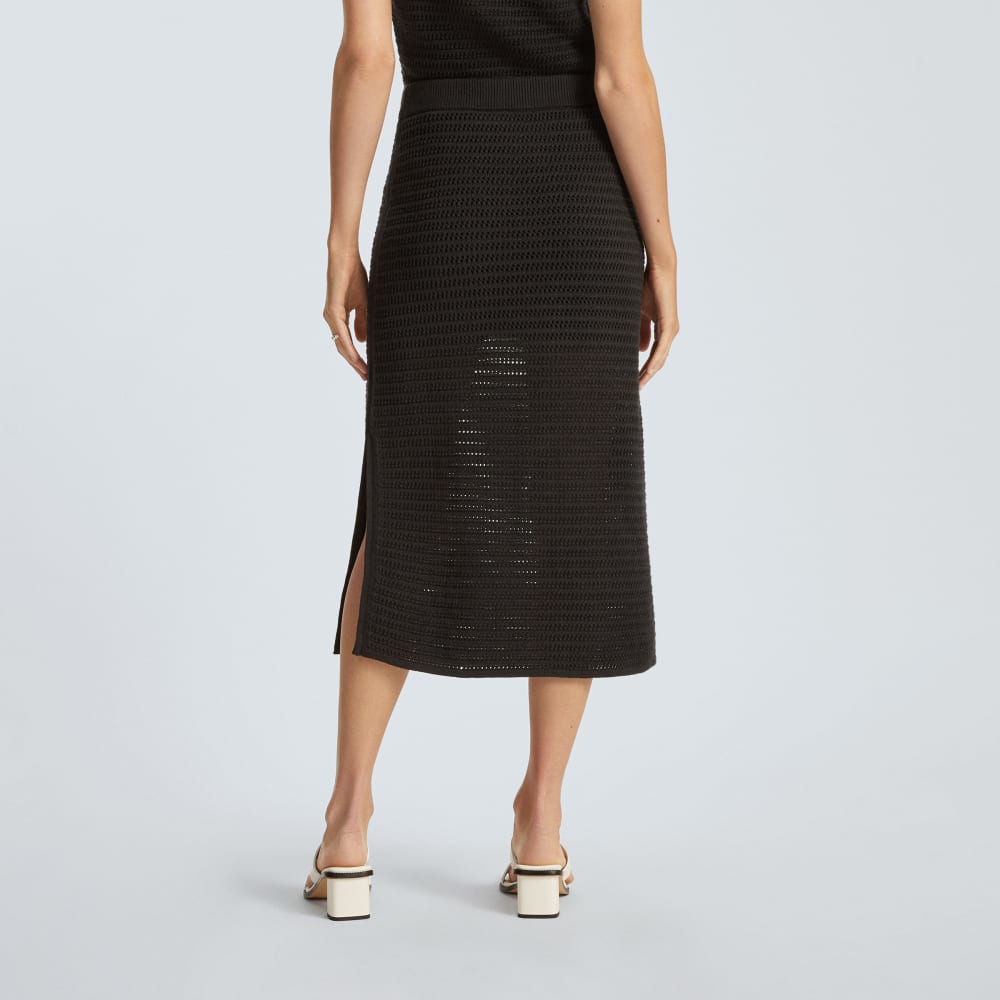 The Crochet Knit Skirt in Black — detail view
