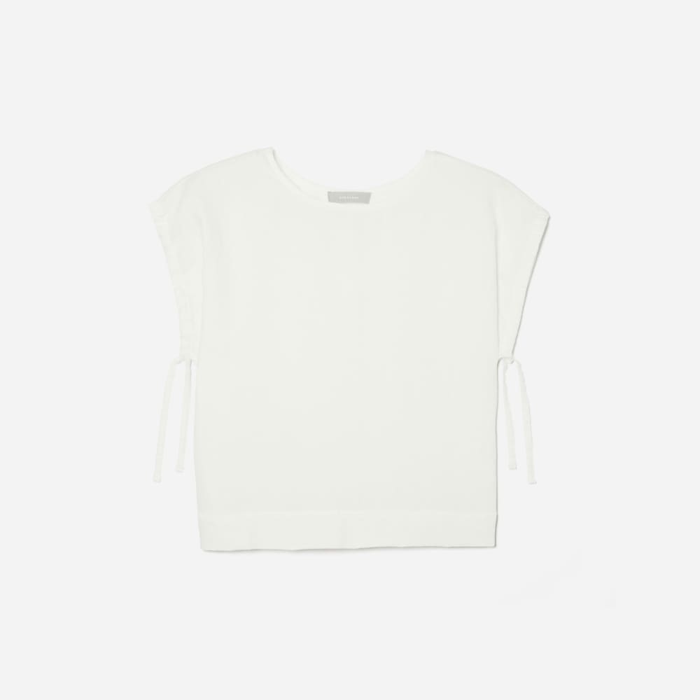 The Drawstring Tunic in White — front view