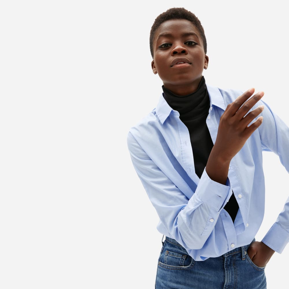 The Organic Cotton Turtleneck in Black — alternate view