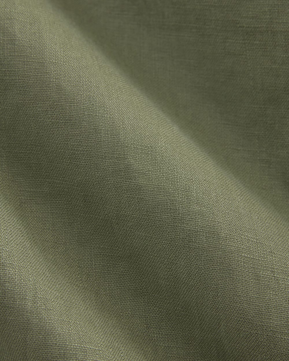 The Drawstring Pant in Linen in Lichen Green — detail view