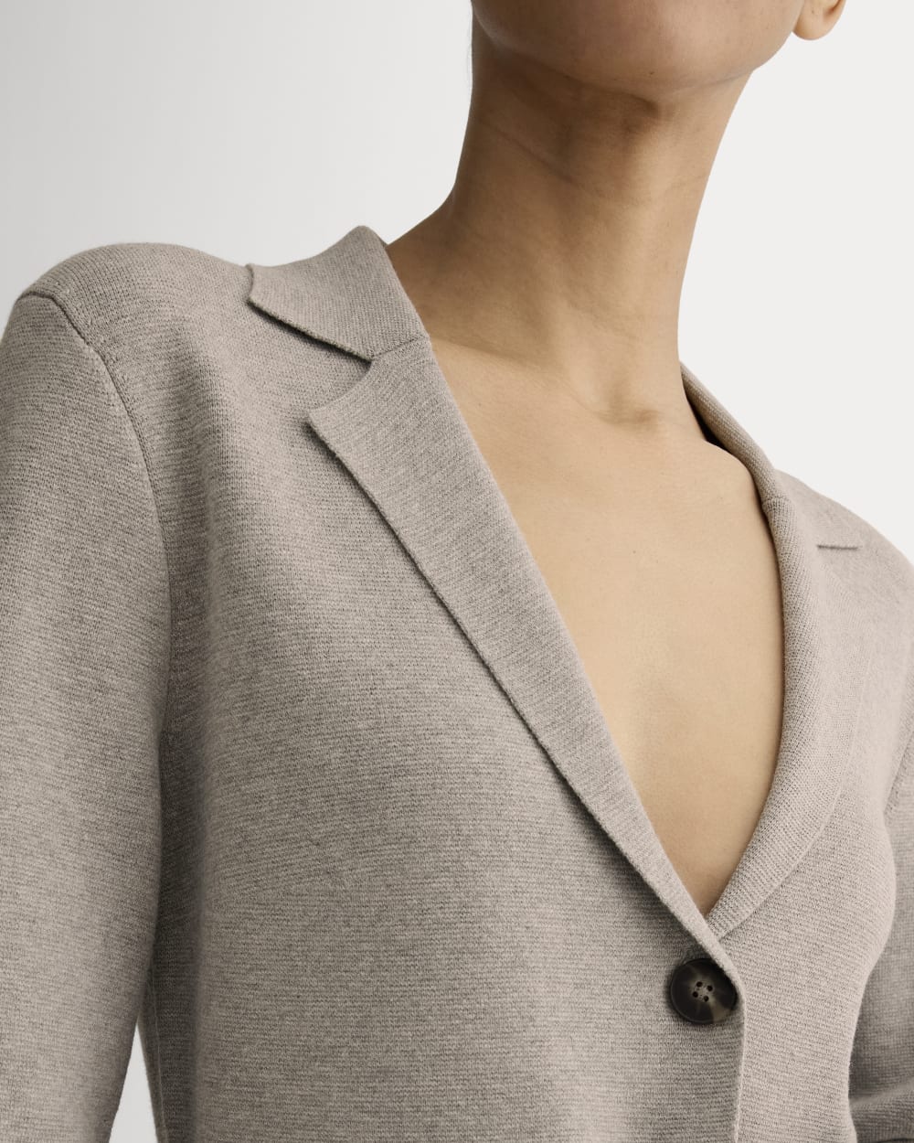 The Knit Blazer in Light Heathered Grey — detail view