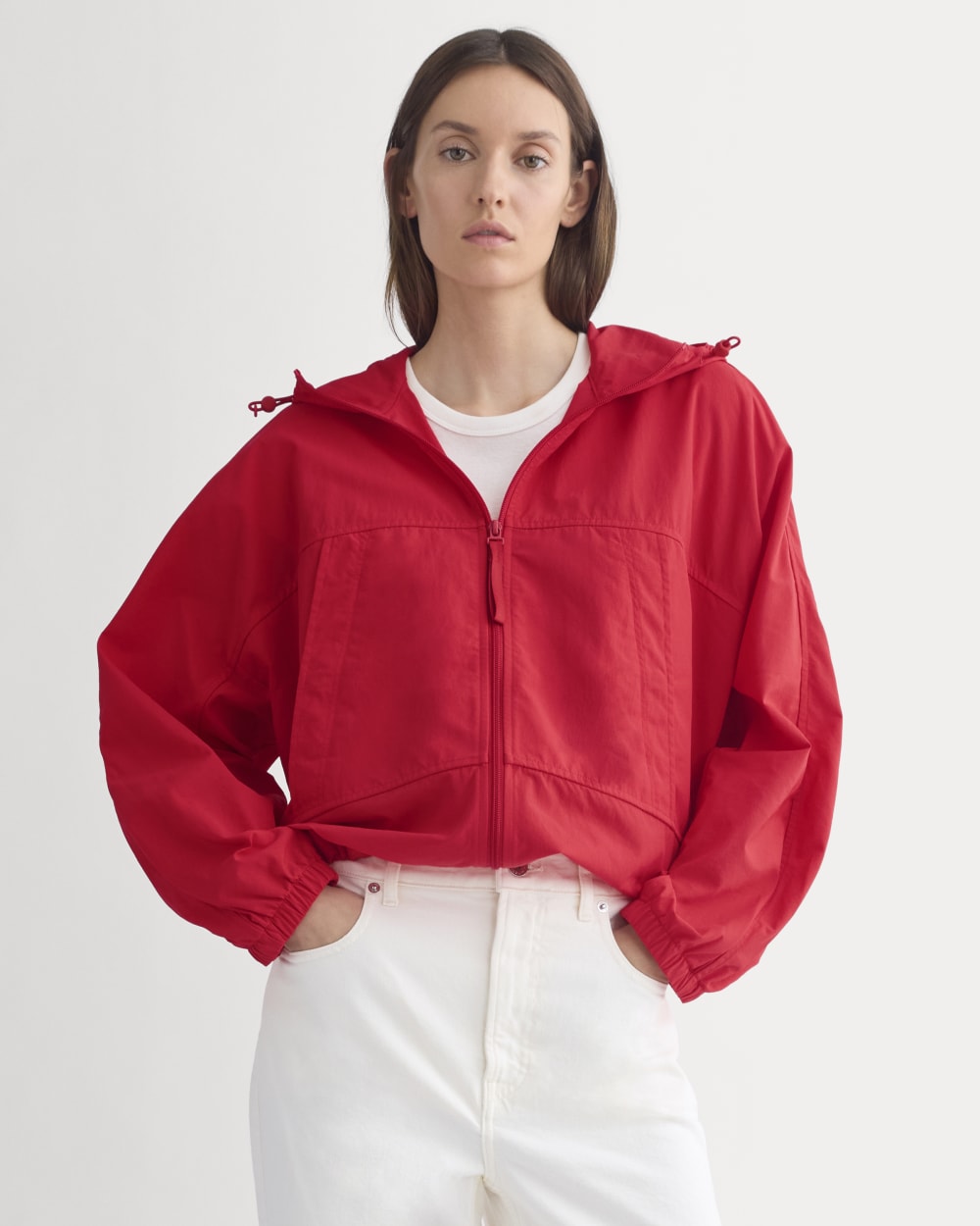 Parachute Jacket in Fiery Red — front view