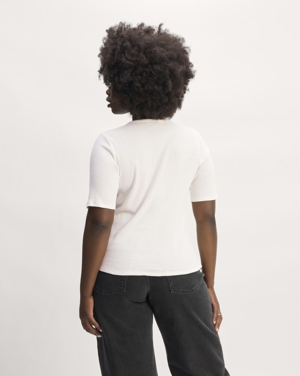 The Vintage Rib Henley in Bone — detail view