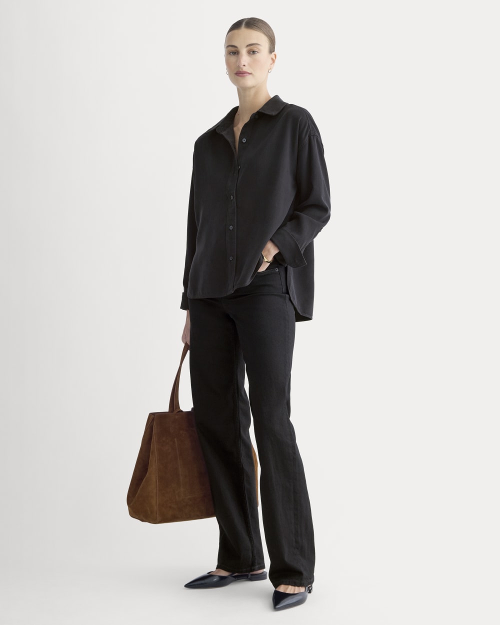 Boxy Shirt in Buttersoft in Black — detail view