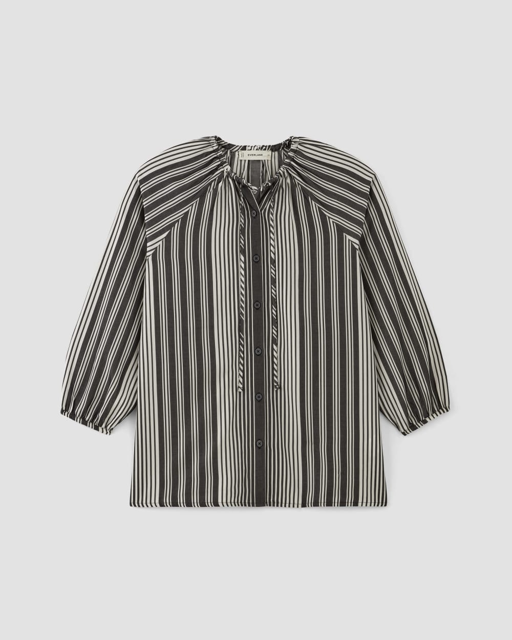 The Gathered Shirt in Butterlite in Black / Bone — alternate view