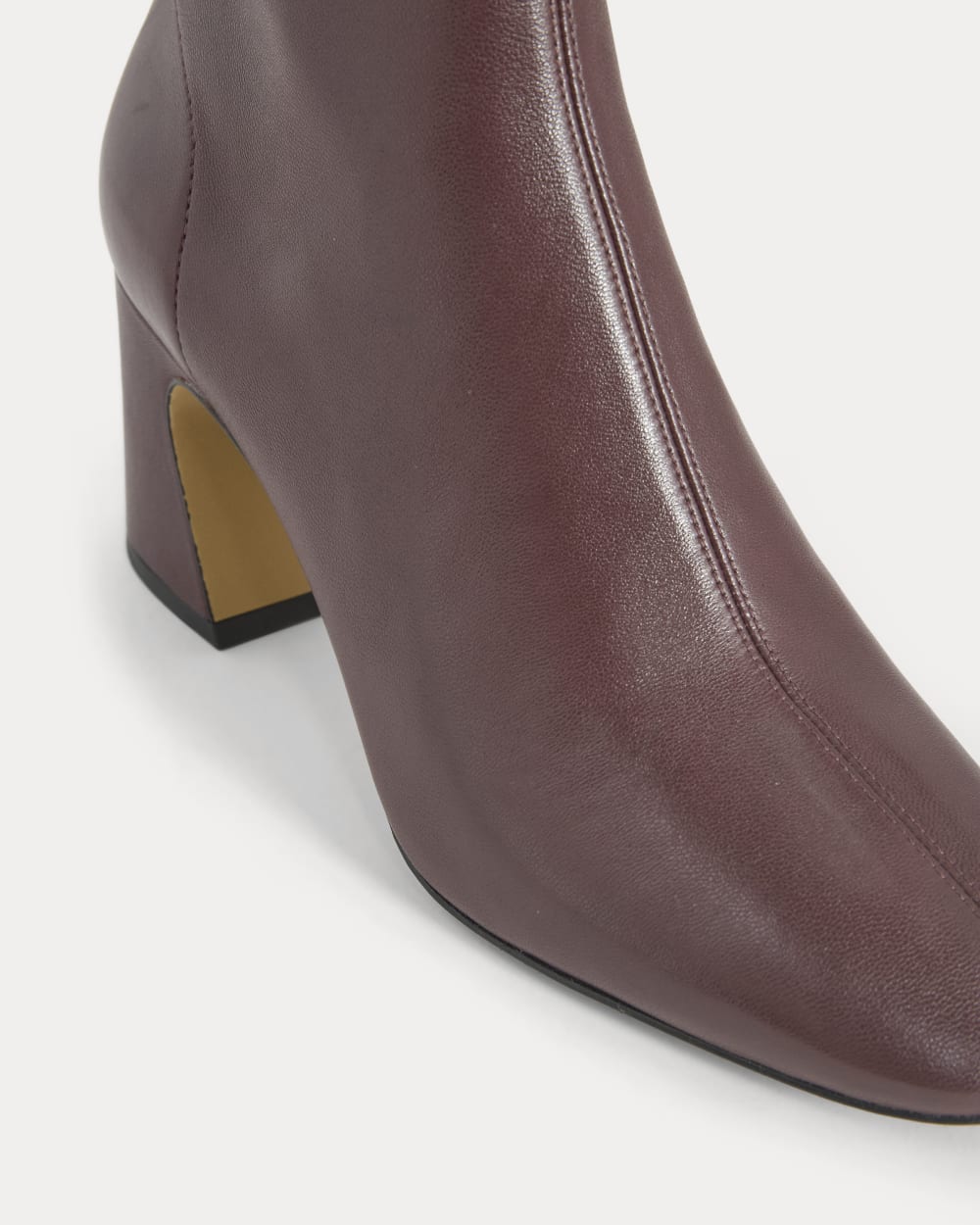 Leather Curved-Heel Boot in Burgundy — detail view