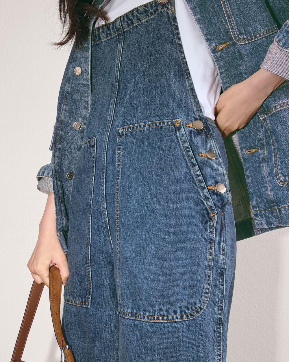 The Gardener Overall in Medium Indigo — detail view