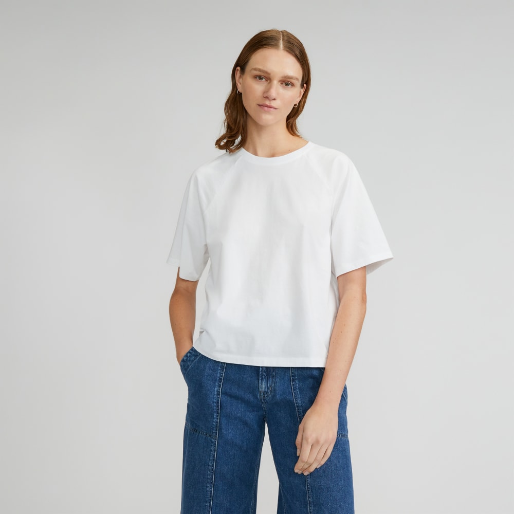 The Organic Cotton Raglan Tee in White — front view