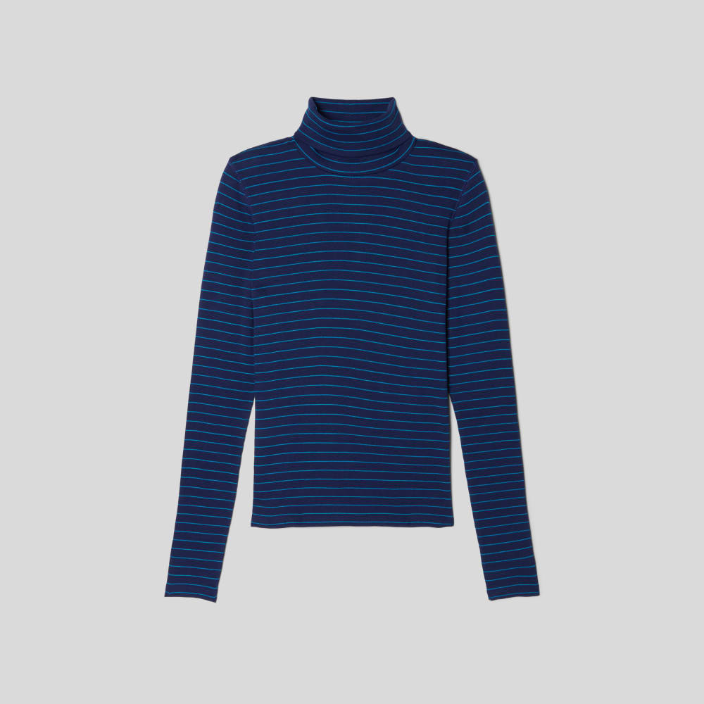 The Luxe Micro-Rib Turtleneck in Ocean Cavern / Horizon Blue — alternate view