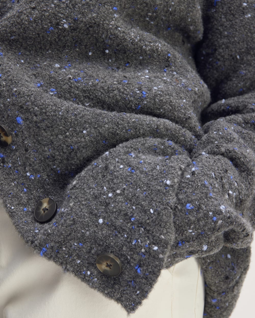 The Confetti Cardigan in Charcoal Multi — detail view