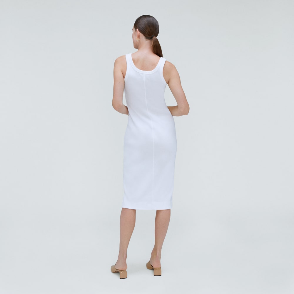 The ’90s Rib Dress in White — detail view