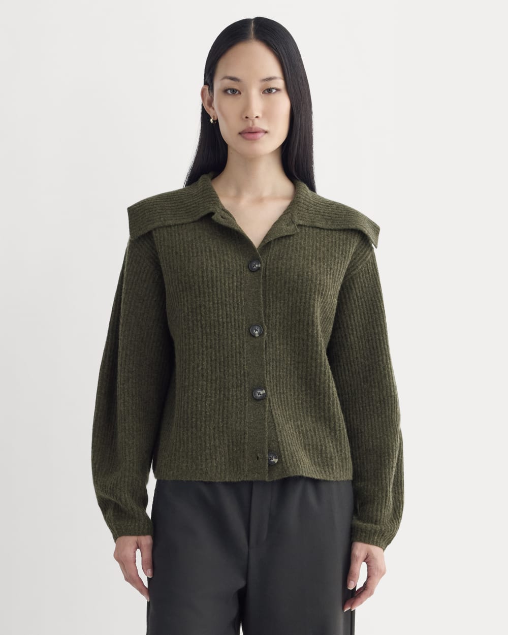 Fisherman Cardigan in Wool Cashmere in Heather Beech — front view